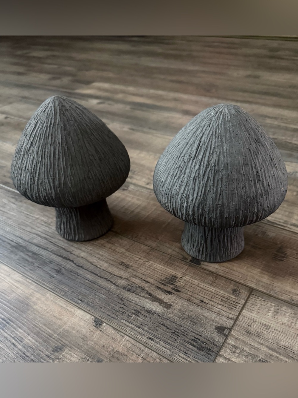 Two Decorative Gray Mushrooms Table Accent for Home Parties